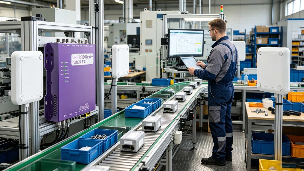 How to Read RFID: Complete Guide to RFID Tag Reading Technology 2 RFID reader architecture showing antenna communication and data management workflow