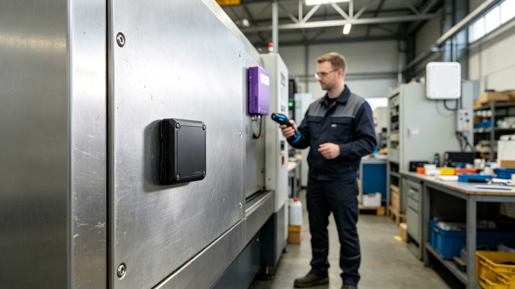 do rfid tags work on metal 1 UHF RFID on-metal tag attached to a steel industrial machine
