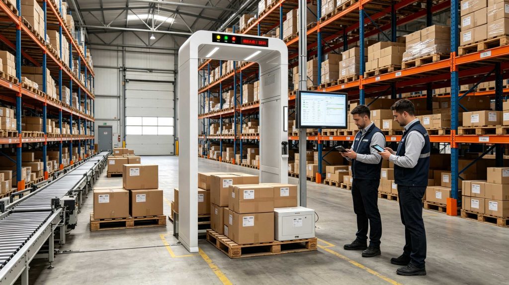 What Are the Advantages and Disadvantages of RFID: Complete Industrial Analysis 1 Warehouse workers using RFID system to automatically track inventory items