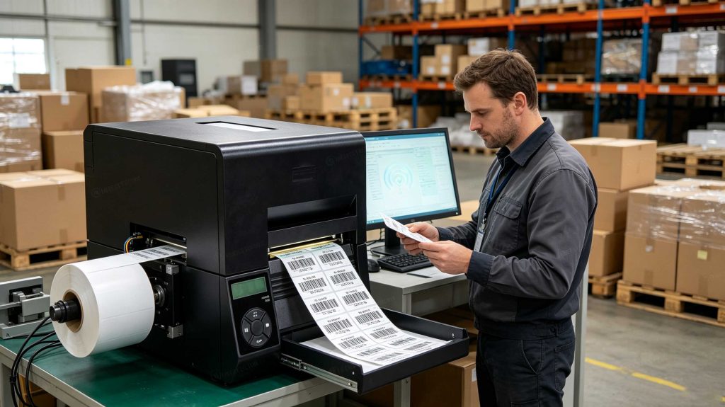how do rfid label printers work 2 RFID label printer encoding serialized UHF RFID labels for warehouse inventory