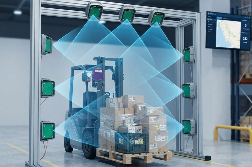 RFID Antenna Gain Explained: Does Higher Gain Mean Better Reading Performance? 2 High gain UHF RFID antenna installed at warehouse gate for long range reading
