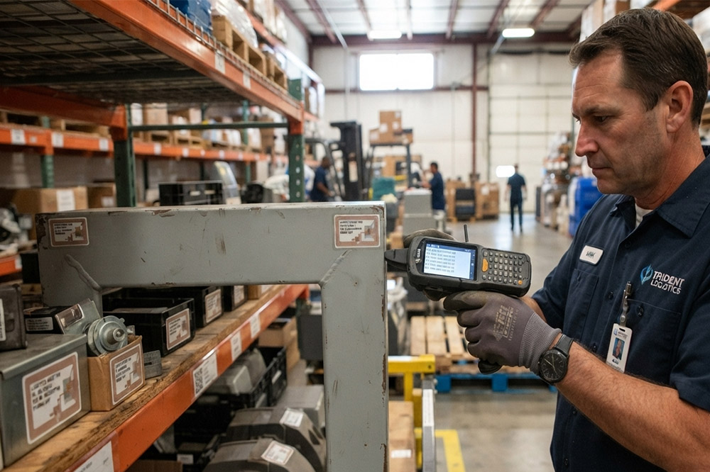 How to Know If Your Decal Has RFID: A Practical Guide for Businesses and Buyers 2 Worker using handheld RFID scanner to test RFID decals in warehouse