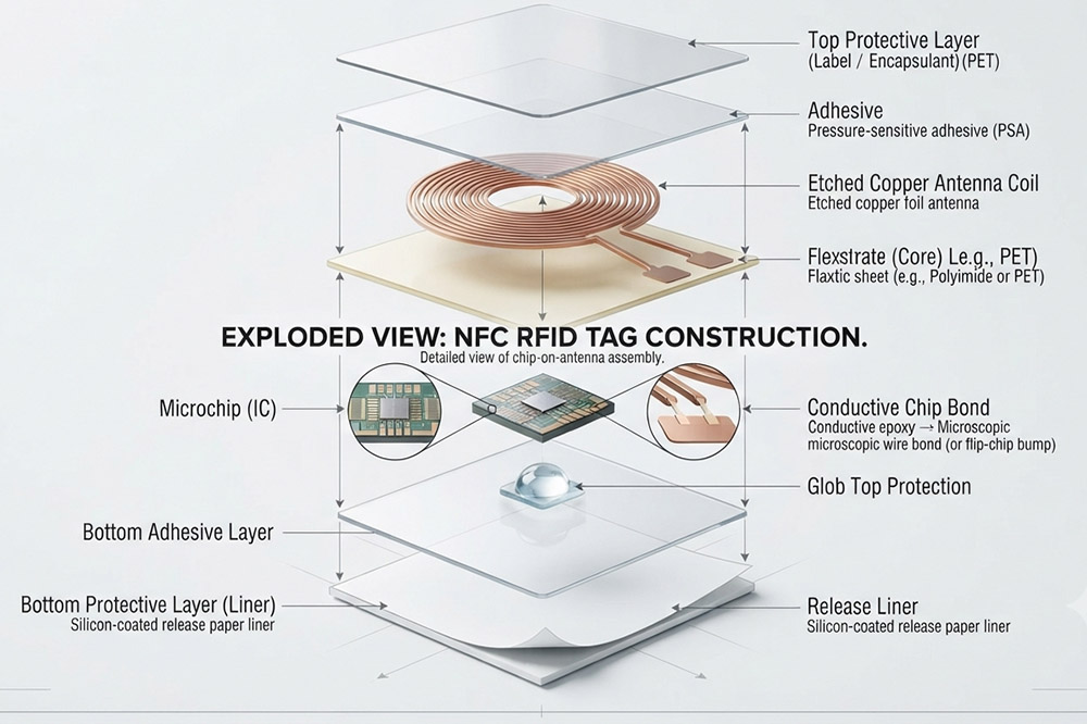 What Does NFC Tag Detected Mean? A Simple Guide to NFC Tags and RFID Applications 1 NFC RFID tag structure with chip and antenna