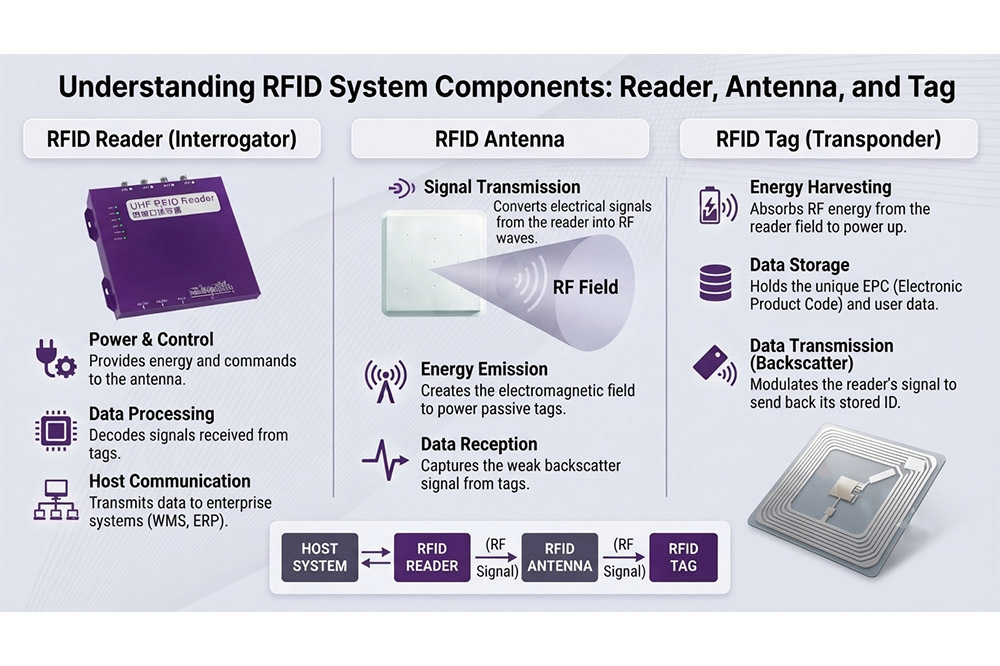 Comparison between RFID reader antenna and RFID tag components