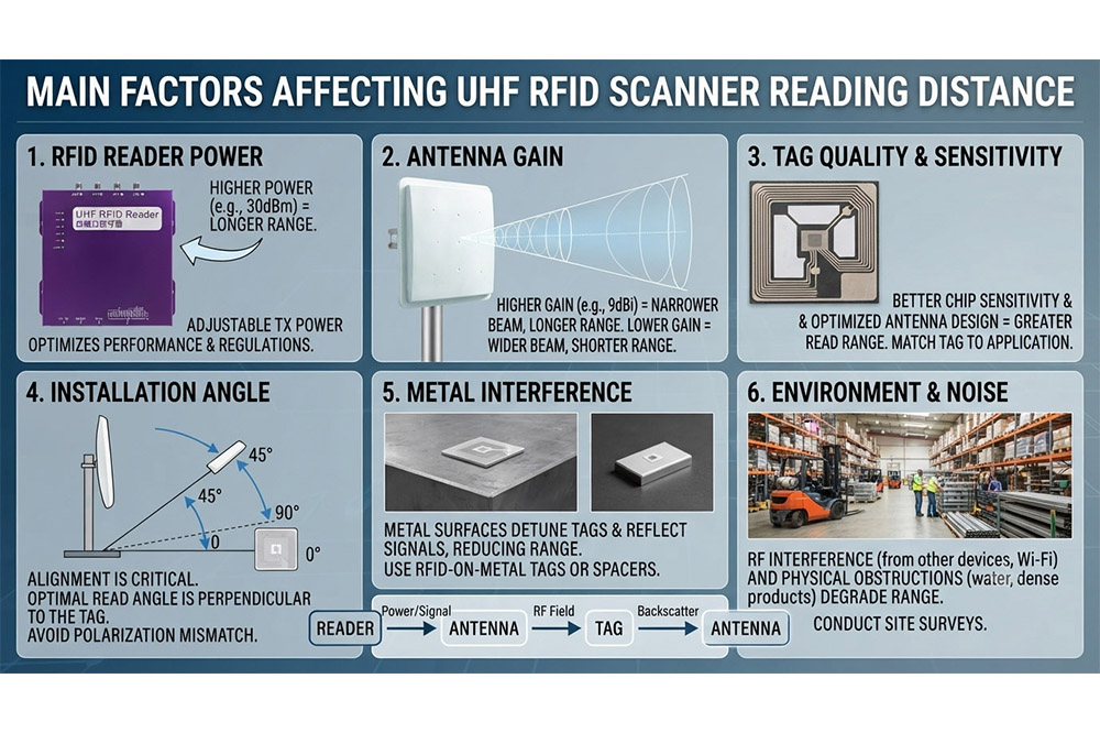 How Far Can Long Range RFID Scanner Read? Real Factors That Affect RFID Reading Distance 1 Factors affecting long range RFID scanner reading performance