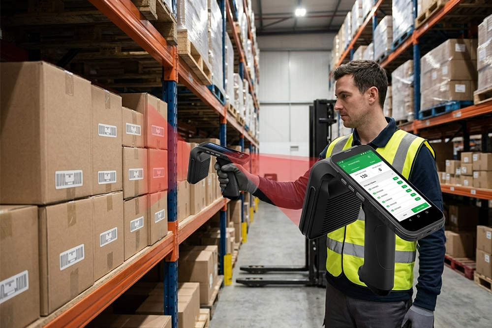 Handheld RFID scanner used for warehouse inventory checking