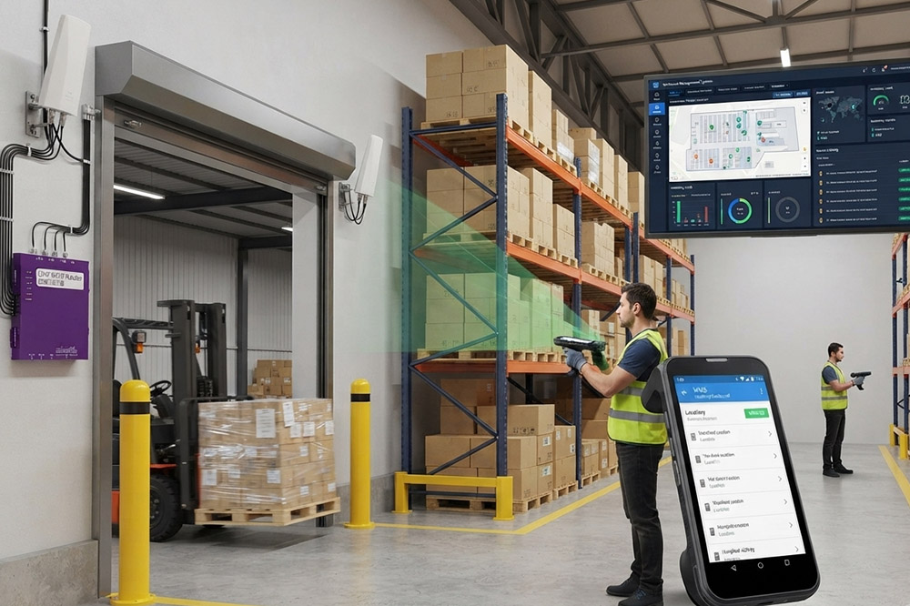 Combined long range and handheld RFID scanner solution for smart warehouse management