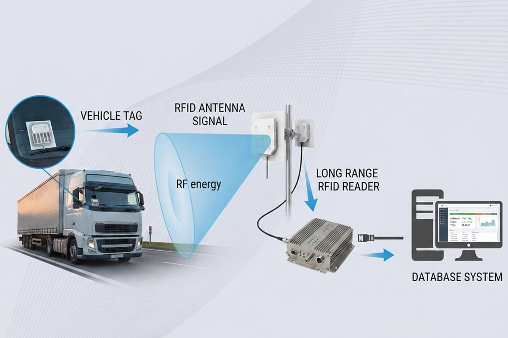 Long Range RFID Scanner for Vehicle Tracking: A Practical Guide for Logistics and Access Control Projects 2 Vehicle identification process using long range UHF RFID scanner