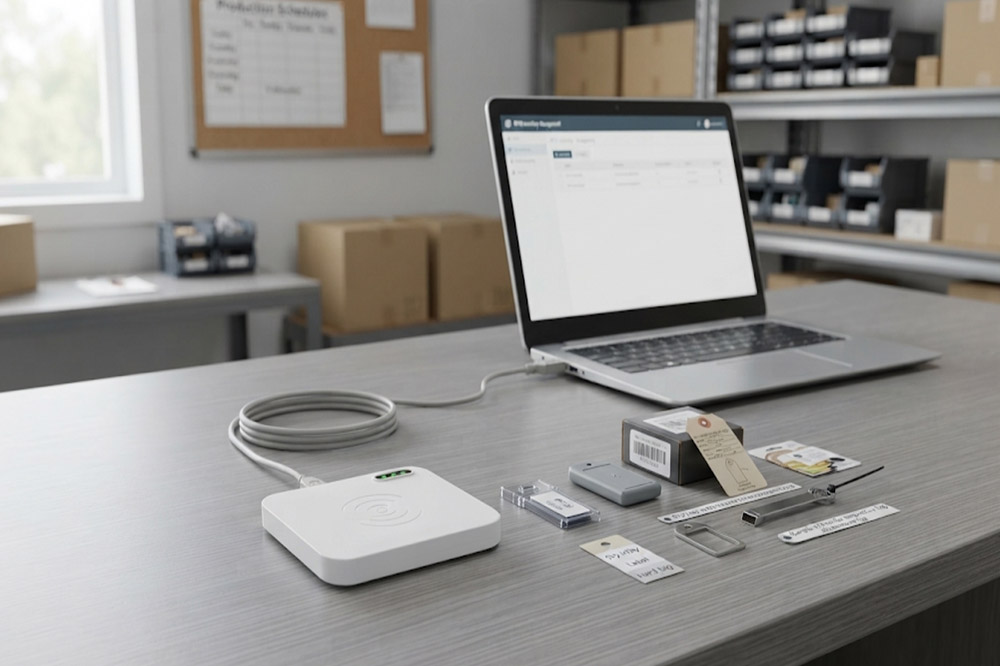 USB RFID Reader vs RFID Scanner: What Is the Difference? 1 USB RFID reader connected to computer for RFID tag scanning