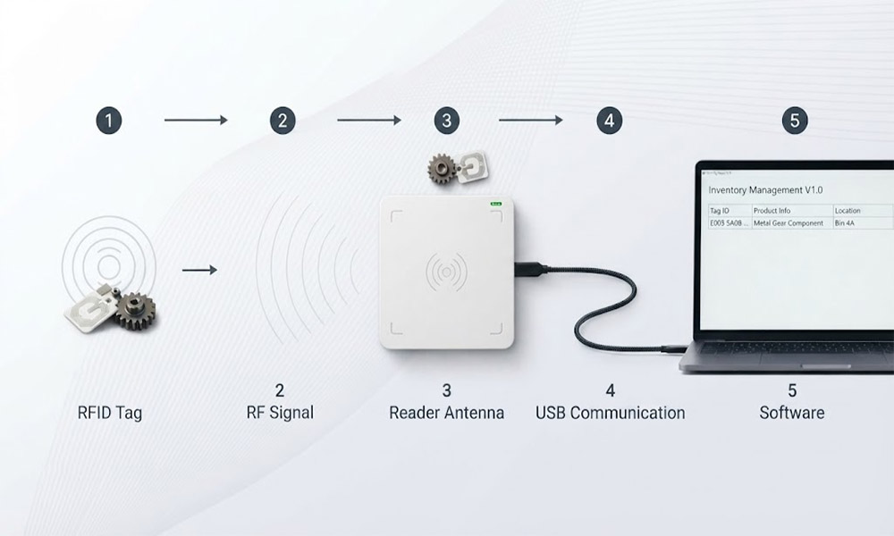 USB RFID scanner working principle from RFID tag to software