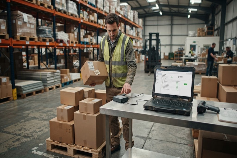 UHF USB RFID reader used for warehouse receiving and inventory checking