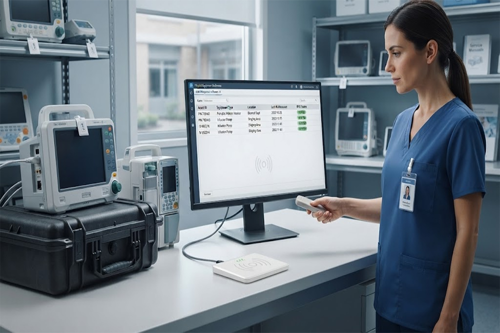 USB RFID reader used for hospital equipment identification