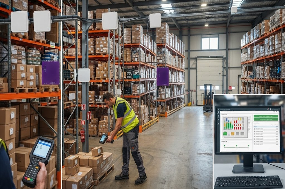 UHF RFID scanner for automatic warehouse inventory tracking
