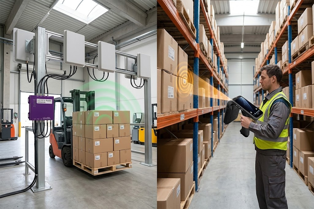 How to Choose the Right RFID Reader for Your Application 2 Fixed and handheld RFID readers used for different warehouse applications
