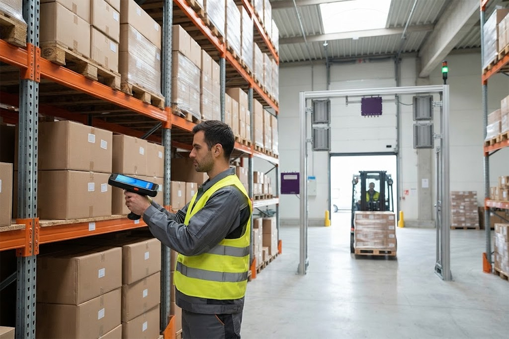 Fixed and handheld RFID readers used for warehouse inventory tracking