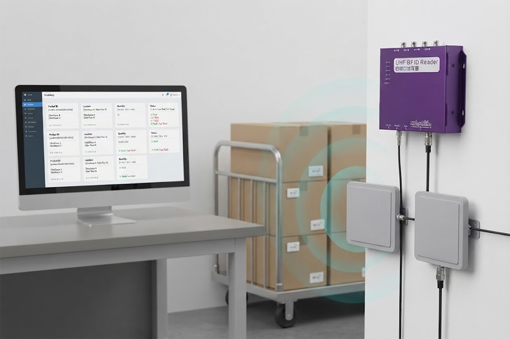 RFID reader connected to retail inventory management software