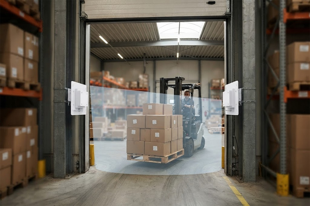 Directional RFID antennas creating a controlled warehouse reading zone