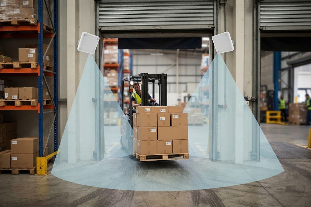 How to Choose the Right RFID Reader for Application 3 RFID antenna creating a controlled reading zone at a warehouse doorway