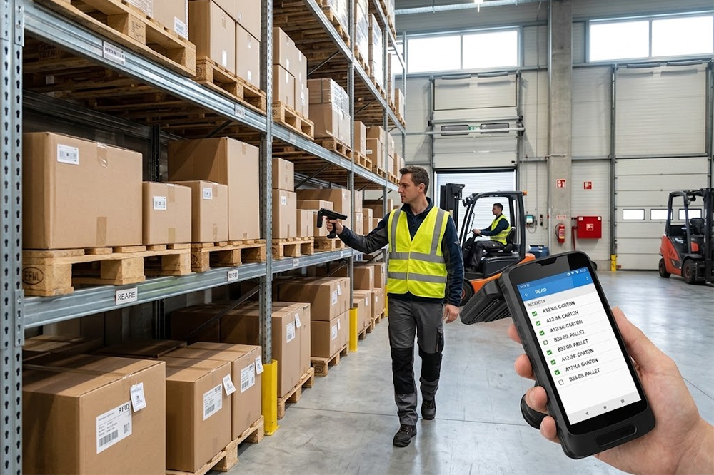 Long Range RFID Scanner vs. Barcode Scanner: Which Is Better for Warehouse and Logistics? 2 Long range RFID scanner identifying multiple warehouse items
