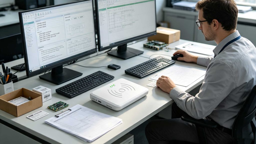Desktop RFID reader writer programming UHF RFID tags with coding software