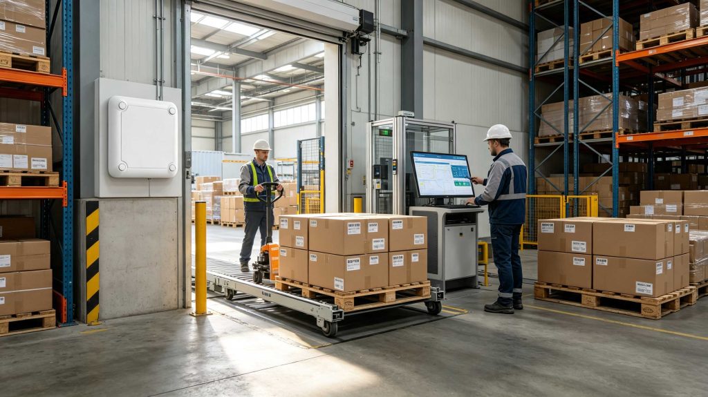 What Are the Advantages and Disadvantages of RFID: Complete Industrial Analysis 2 Cykeo RFID reader tracking tagged products inside a modern warehouse