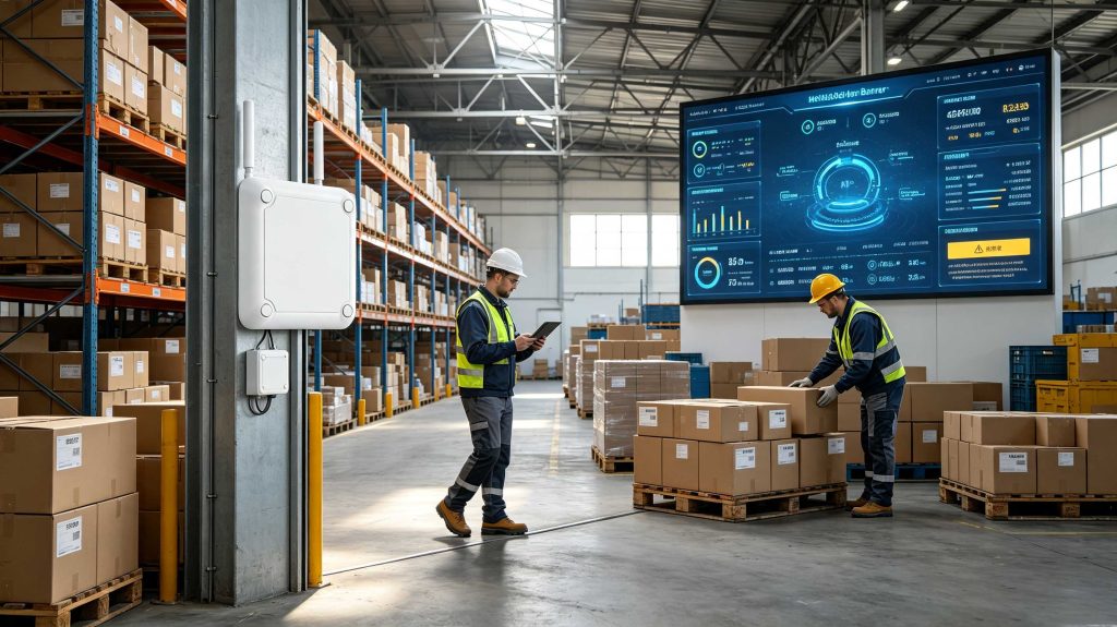 what is a rfid system: Complete Guide to RFID Technology and Applications 2 Smart warehouse RFID system with RFID tags, fixed readers, antennas and real-time inventory management dashboard