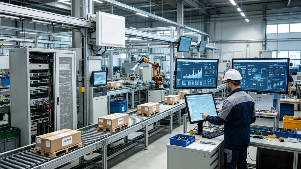 RFID software architecture connecting RFID tags readers middleware and ERP systems