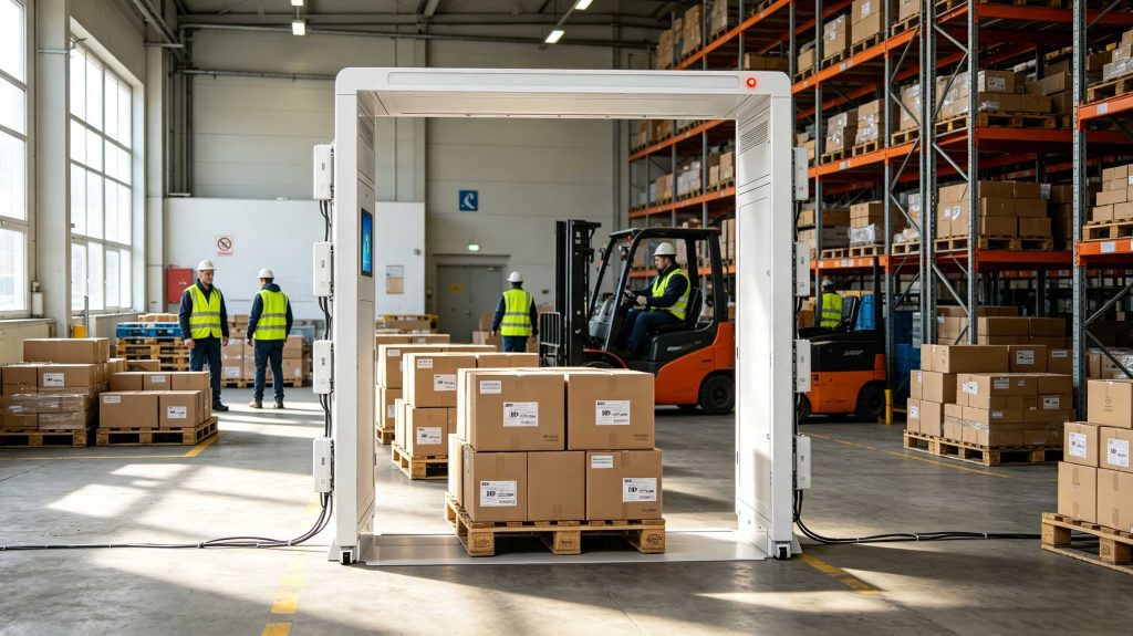 a rfid: What It Is, How It Works, and Where It Fits 2 Industrial RFID portal reading tagged pallets in a European warehouse