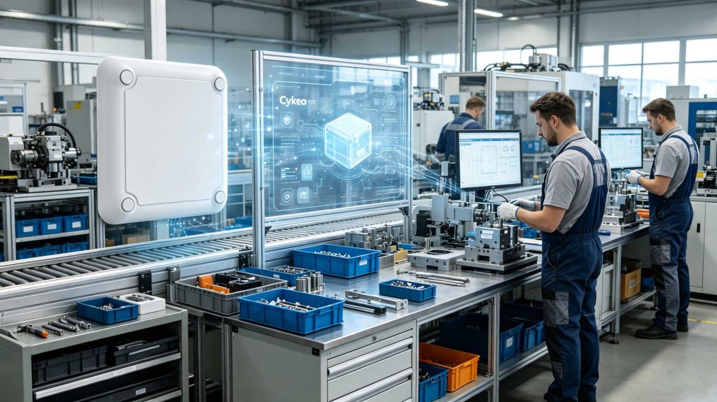 How RFID Technology Works: Complete Guide to RFID Identification Systems 2 Industrial RFID system tracking components and assets inside a smart manufacturing facility