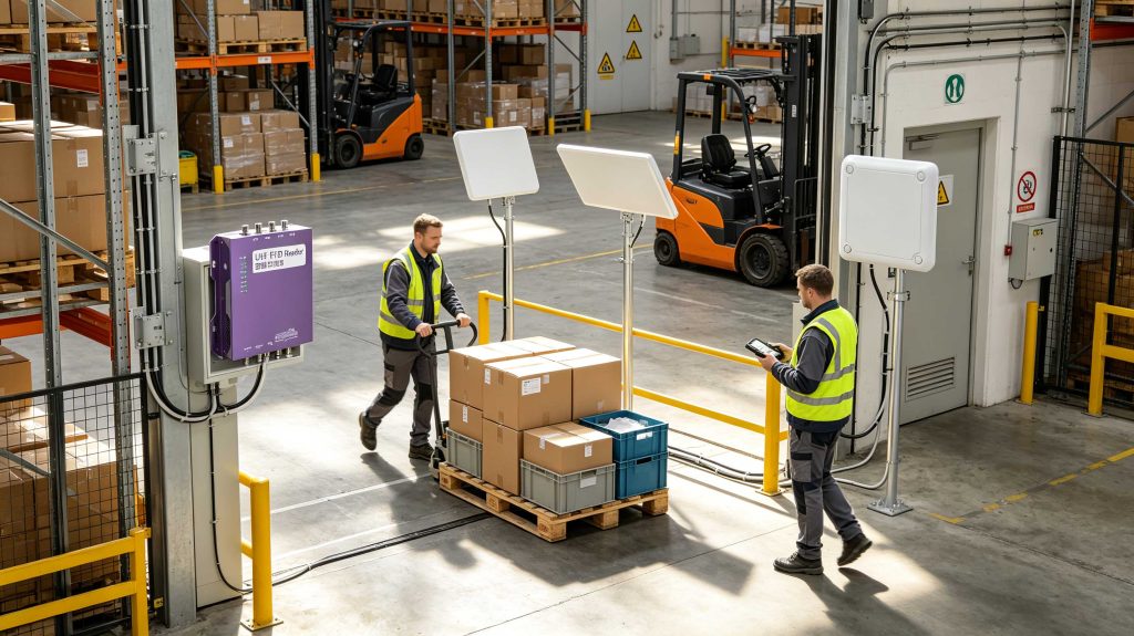 how to use a rfid reader: UHF RFID Reader Guide 1 UHF RFID reader and antenna installed at a European warehouse tracking point