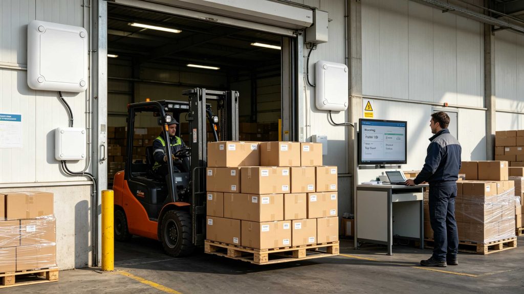 how passive rfid tag works 2 Passive UHF RFID tags being automatically read as cartons pass through a warehouse dock door