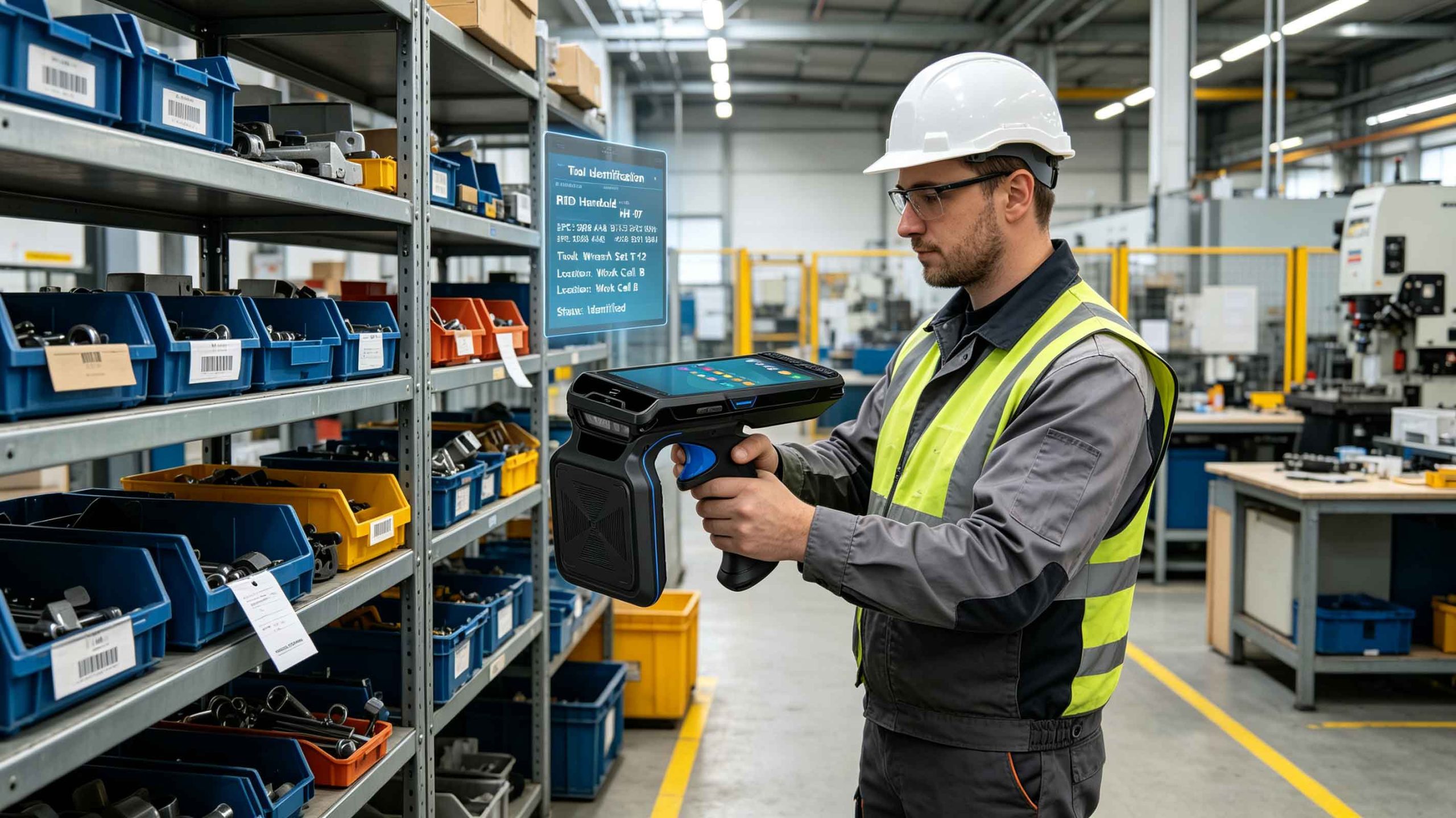 what are rfid devices? UHF RFID Readers, Tags, Antennas and Systems 2 Worker using a handheld UHF RFID reader to identify tagged equipment in a European factory