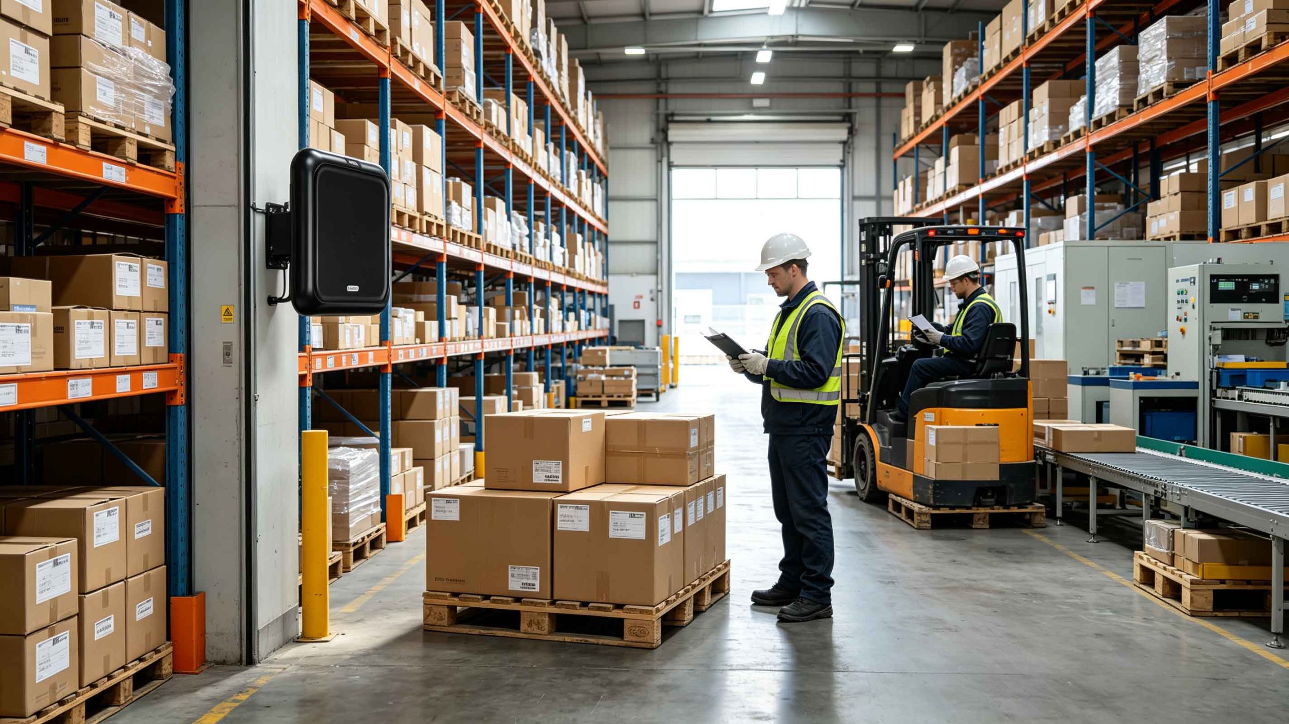 what does an rfid reader do 1 Fixed RFID reader installed in warehouse for automated inventory tracking