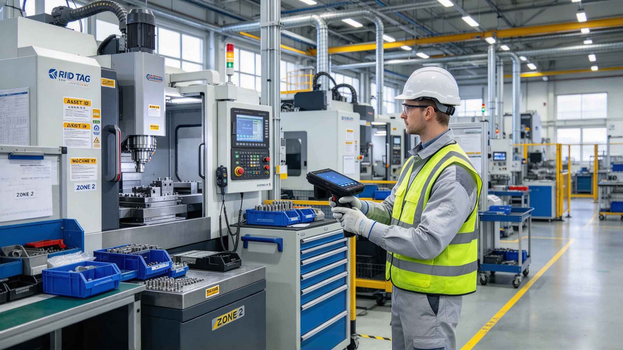 what is a rfid tracker: A Practical Guide to RFID Tracking 2 Technician using an RFID tracker system to identify tagged equipment in a European factory