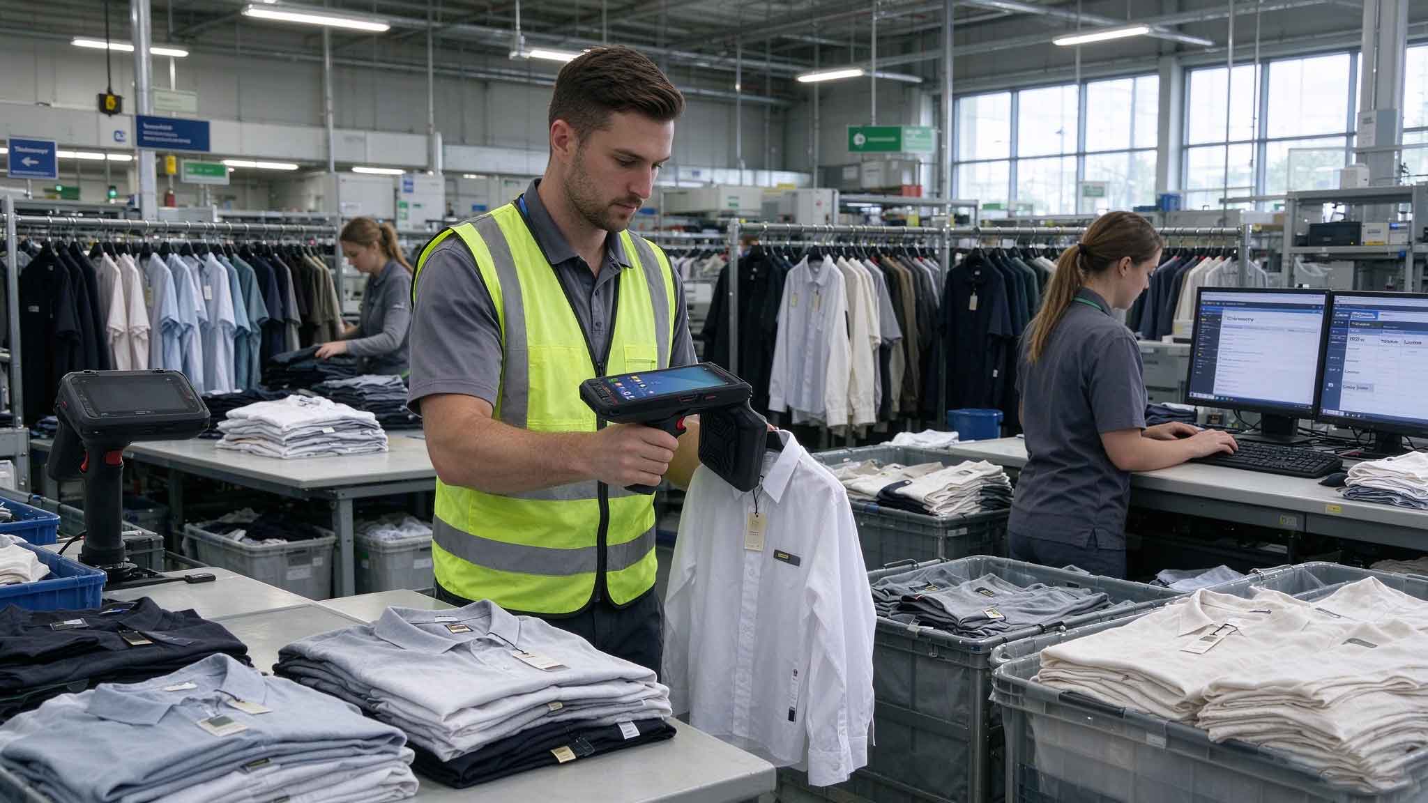 RFID tagged textiles tracked inside a modern European laundry facility