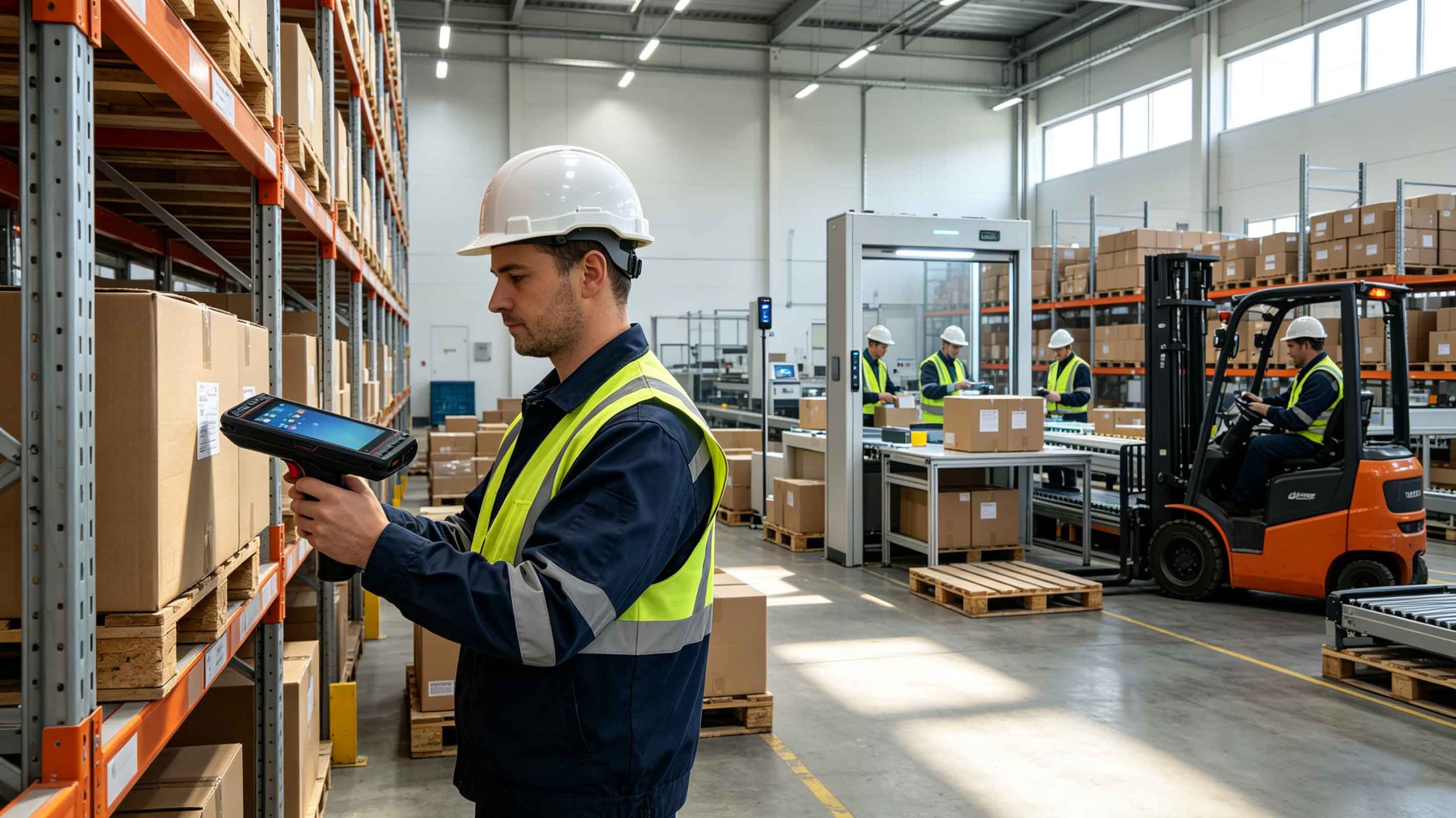what do you mean by rfid 1 European warehouse worker using UHF RFID reader for inventory tracking