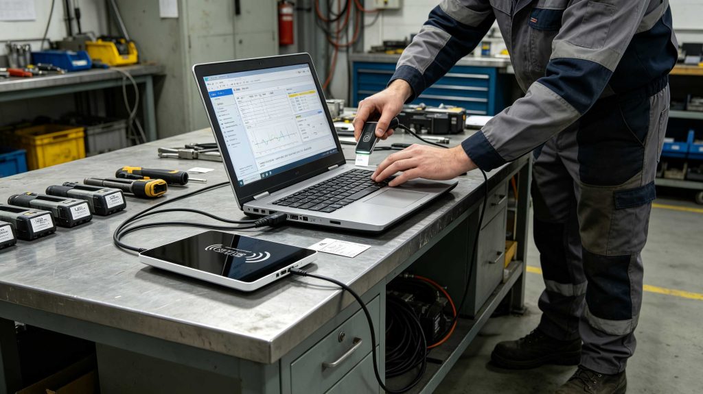 How to Find RFID Number: A Practical Guide to RFID Identification 2 RFID technician troubleshooting EPC and TID values with a UHF reader