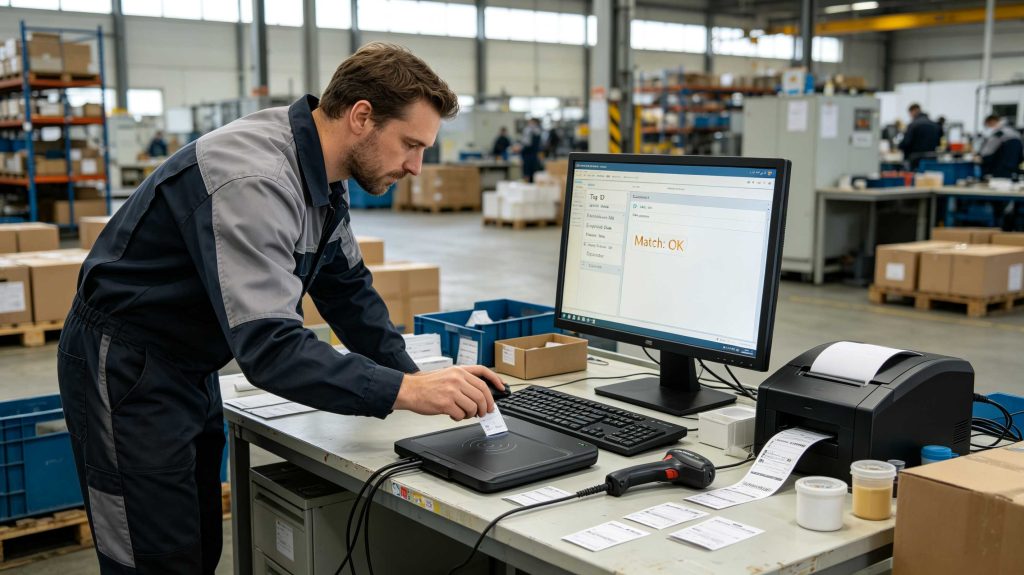 how to write rfid tag: A Practical Guide to Writing UHF RFID Tags 2 Engineer checking UHF RFID tag writing results with professional RFID equipment