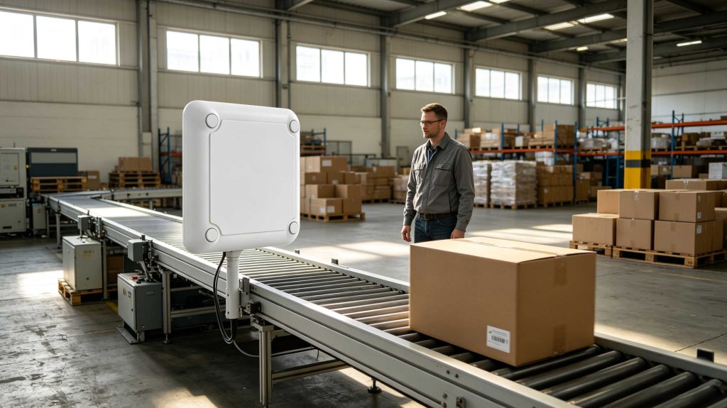 how passive rfid tag works 1 Passive UHF RFID tag receiving energy from a fixed RFID reader antenna