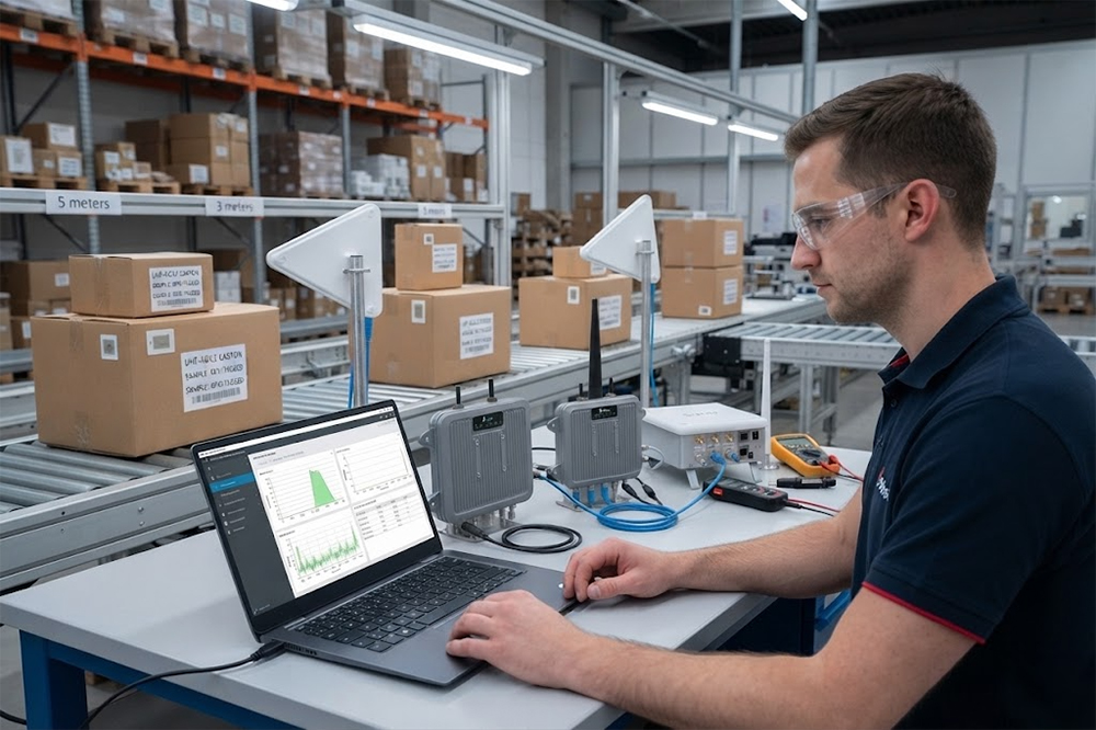 Long range RFID scanner reading distance and antenna testing