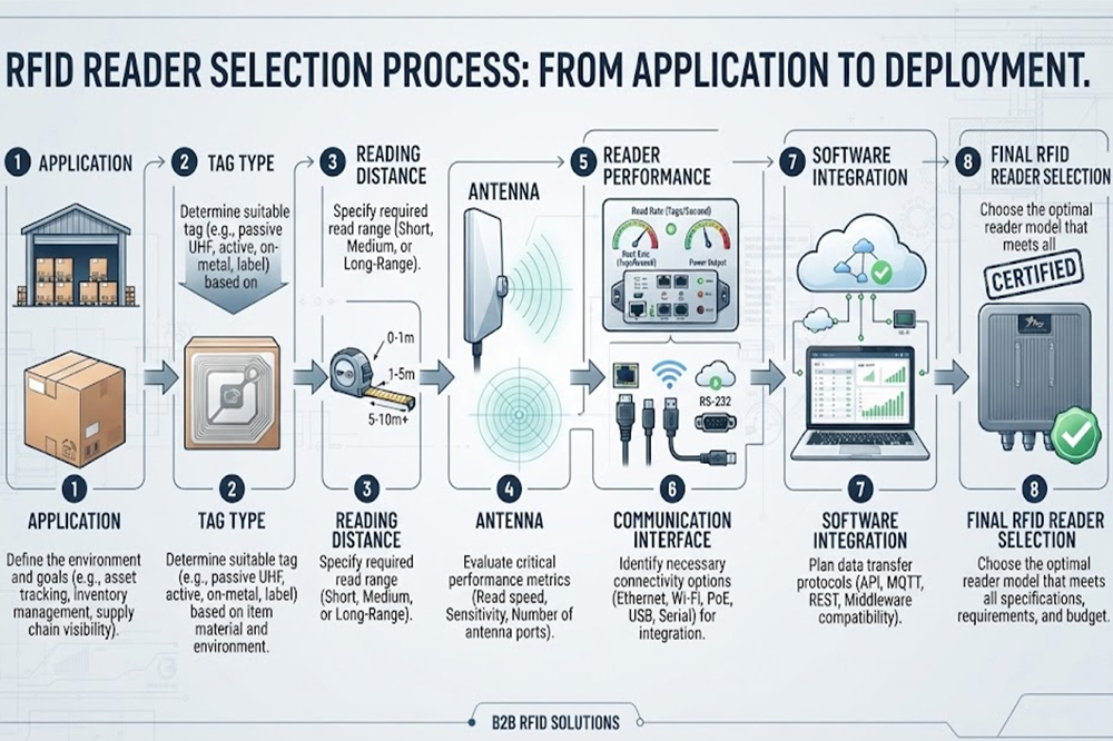 RFID reader selection process for warehouse and logistics applications