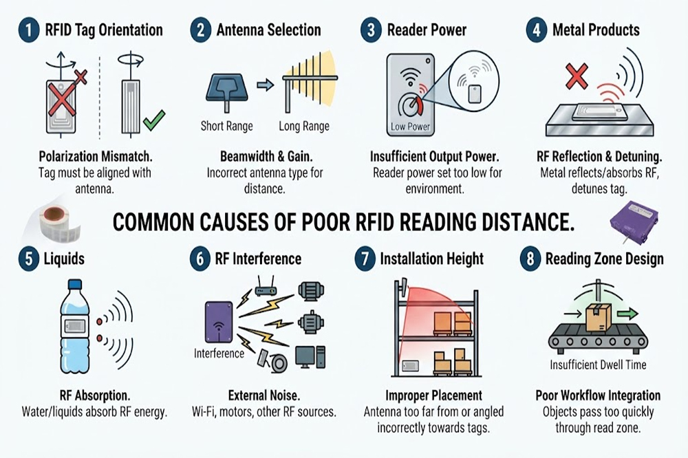 Common causes of poor long range RFID scanner reading distance