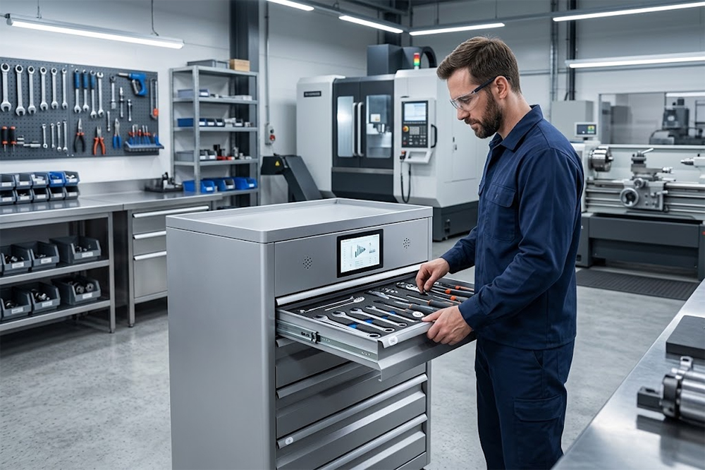 RFID Tool Tracking: How to Track Tools Automatically 3 RFID smart tool cabinet for automated tool tracking
