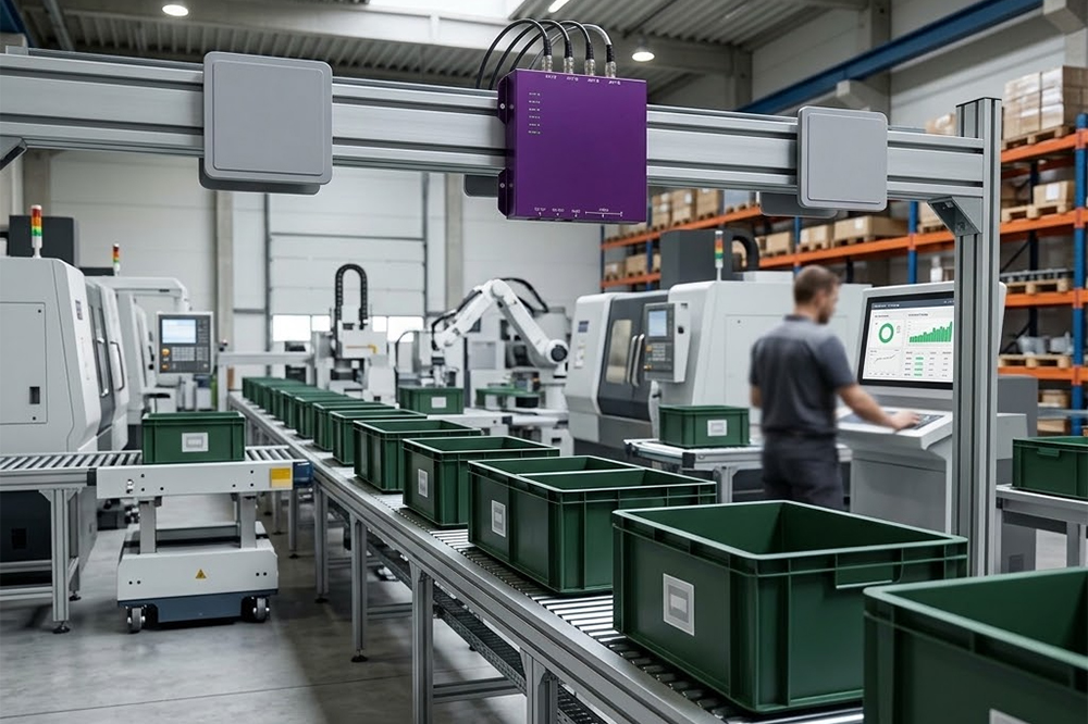 RFID work in process tracking between manufacturing stations