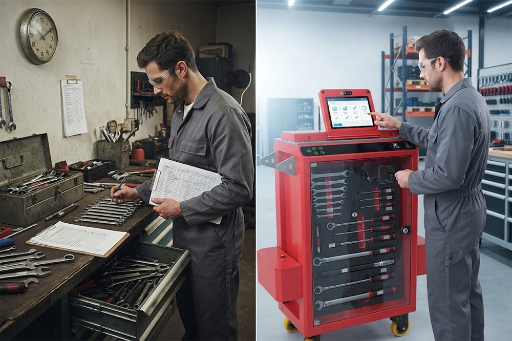 Comparison of manual tool inventory and RFID tool inventory management