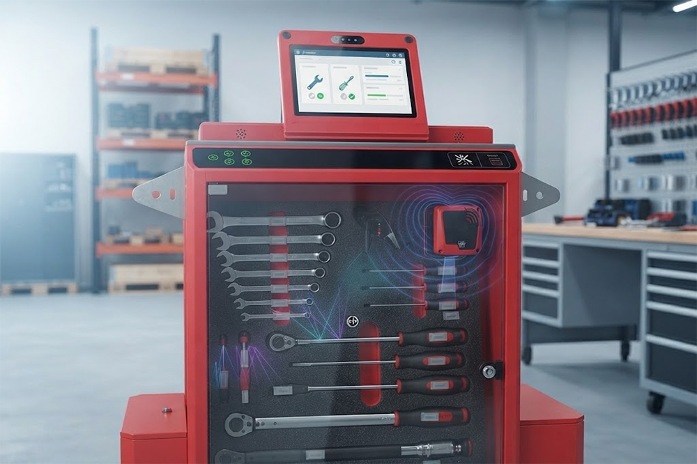 UHF RFID automatically counting multiple tagged tools