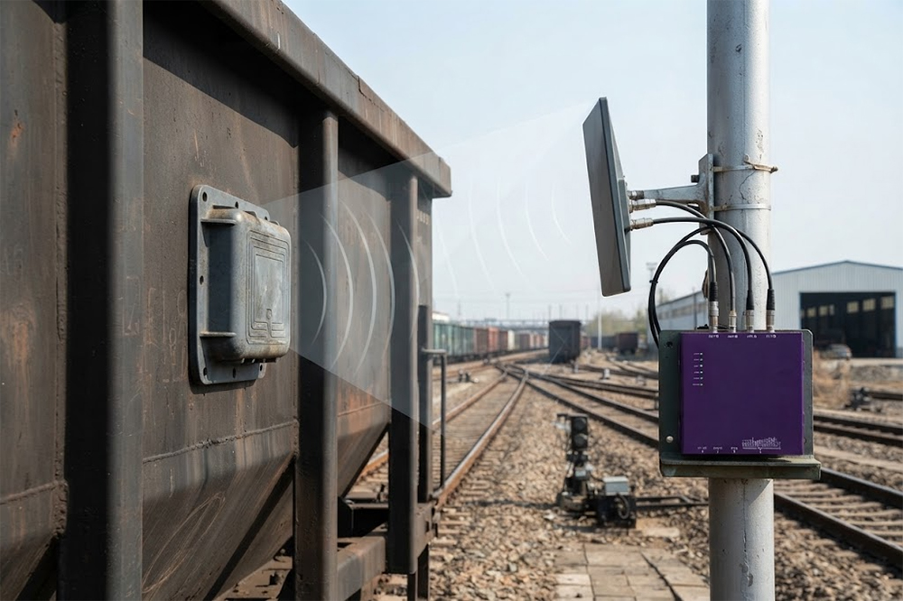 Long Range RFID Scanner for Railways: How RFID Tracks Rail Cars and Railway Assets 1 RFID rail car identification at a railway checkpoint