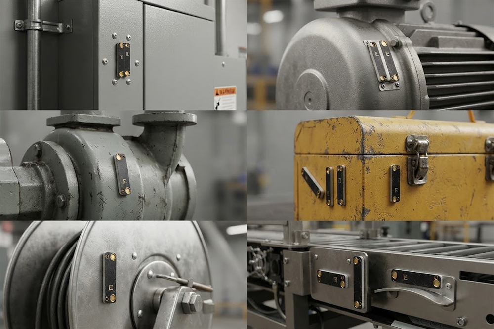 On-metal RFID tags attached to power plant equipment.