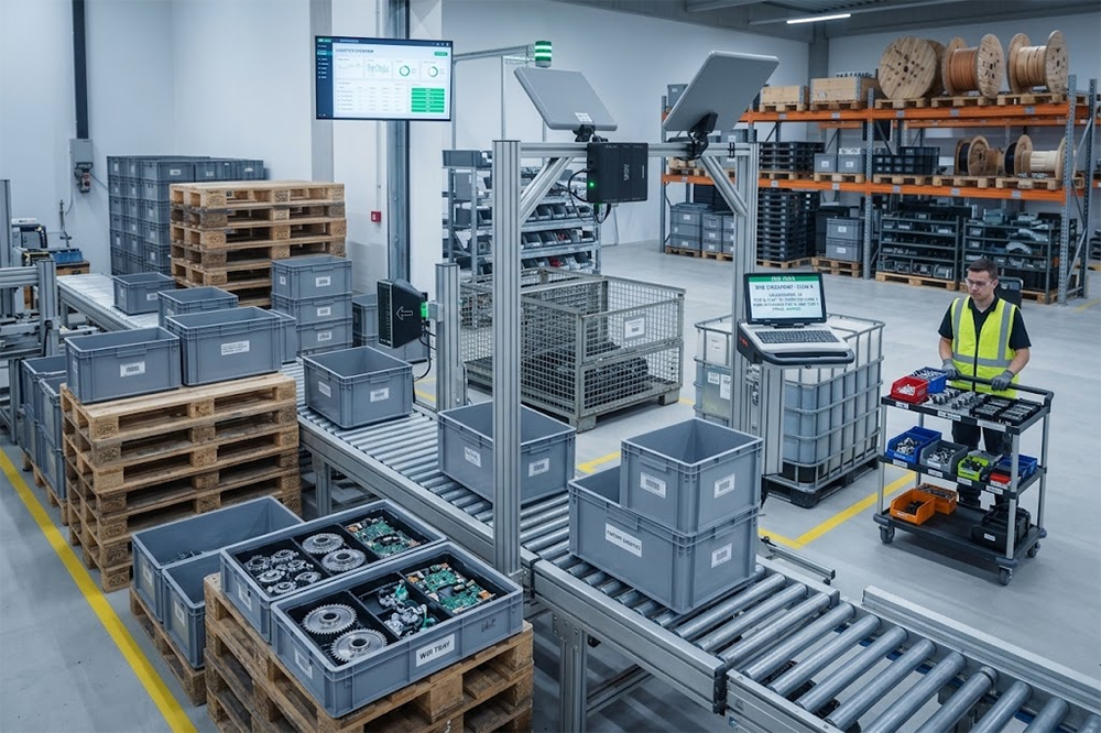 Long Range RFID Scanner for Smart Factories: How to Track Equipment and Materials Automatically 3 RFID tracking reusable containers and pallets between warehouse and production.
