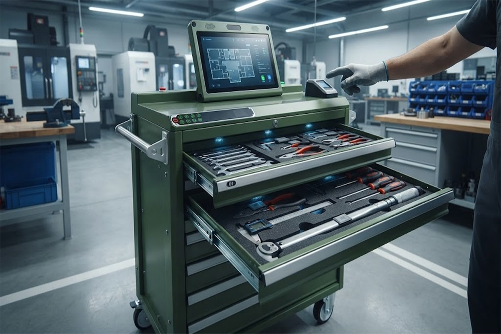 RFID tool cabinet for secure industrial tool control